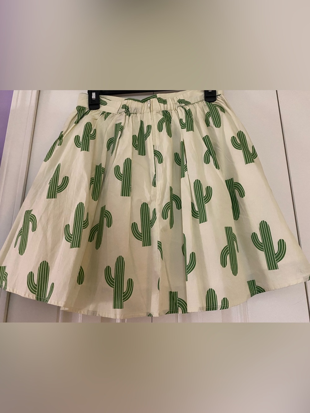 Modcloth Cream Skater Skirt with Green Cactus Print - Picture 4 of 9